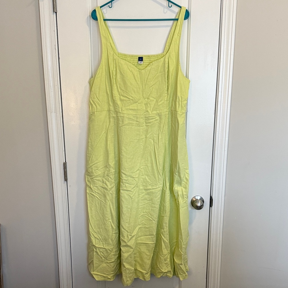 Old Navy Bright Lemon Yellow Sleeveless Linen Dress